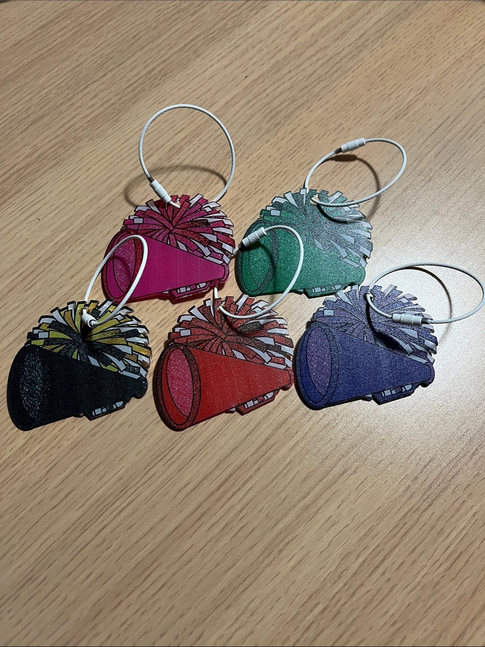 Cheer Megaphone & Pom Pom Bag Tag Accessory